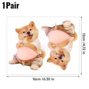 2Pcs 3D Shiba Inu Dog Belly Pads / Door Stoppers Bumpers / Handle Self Adhesive Silicone Stoppers / Mute & Anti-Shock