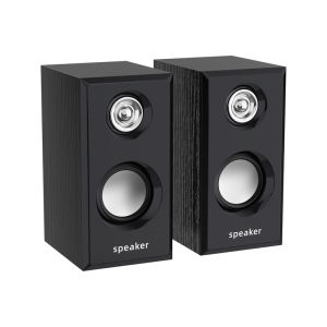 2.0 USB Speaker Computer 3.5mm AUX Wired Stereo Surround Wooden BASS Speaker for Laptop & Desktop PC