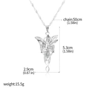 Movie Arwen Evenstar Necklace Elf Princess Arwen Twilight Star Crystal Pendant Necklaces for Women Choker Jewelry Gift