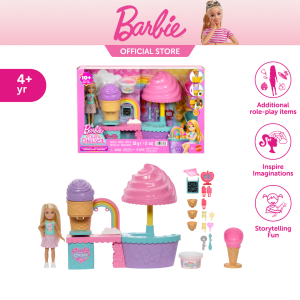 [NEW] Barbie Club Chelsea Ice Cream Shop Playset With Chelsea Doll 2 Dough Colors And Accessories (JMJ42)