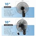 FOOKSUNG Wall fan 16 inch wall mounted home restaurant remote control mute pure copper motor fan kipas dinding murah. 