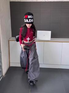 Little RD Girls Colorful Belt Cargo Pants 2025 Stylish Little Girls Fashion Versatile Korean Style Fashionable Wide-Leg Pants