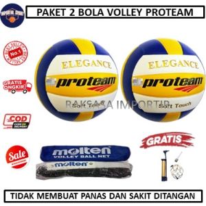 2 bola volly/voli Proteam Elegance dan 1 net volly/voli mOLTEN - paket banyak dan siap main - bola standart nasional