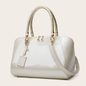 Luxurious Women Tote Handbag Brand Design Patent Leather Solid Evening Bags High Quality Messenger Crossbody Bag