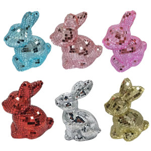 Mirror Finished Disco Rabbit Sculpture Easter Home Decoration Reflective Animal Ornament for Party Table Display