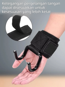 Alat Latihan Kekuatan Kebugaran Pria Penyangga Pergelangan Tangan Pelatih Genggaman Pengait Daya