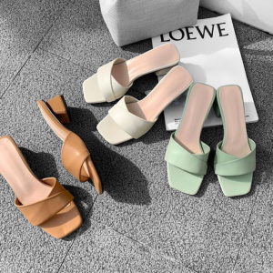 TSR - Sandal SHL01 Wanita - Sandal Wanita Kokop Hak Tahu Heels 3 cm Simple - Sandal Wanita Kondangan