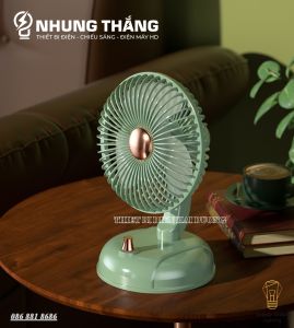 Quạt Tích Điện Để Bàn QB-F10 - 3 Tốc Độ Gió - Pin 2000mAh Siêu Khỏe - Xoay 136 Độ - Bảo Hành 1 Năm - CÓ VIDEO