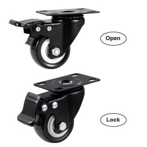 LUSIT 1.5" 2" 3" Caster Wheels Heavy Duty Black Swivel Caster Durable With Brake Chair Wheels