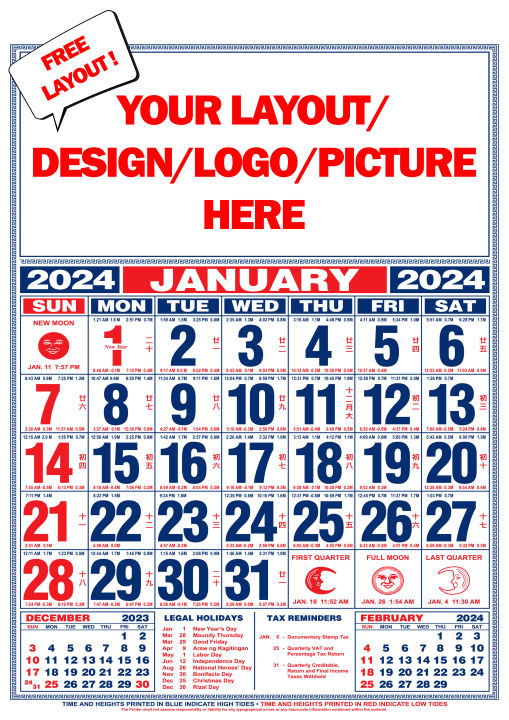 100pcs 11.6*17 INCHES COMMERCIAL 2024 CALENDAR (FREE LAYOUT!) Lazada PH