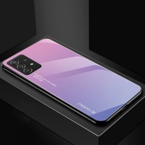 For Samsung Galaxy A73 A53 A33 A12 M12 A32 4G 5G Gradient Color Tempered Glass Phone Case Fashion Ultra Thin Hard Protection Shockproof Cover Casing