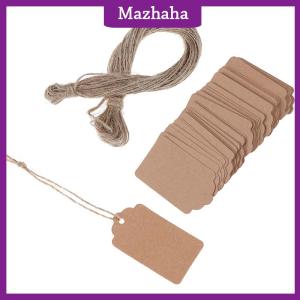 Mazhaha 100Pcs Blank Kraft Jewelry Price Label String Price Tags With String 20m