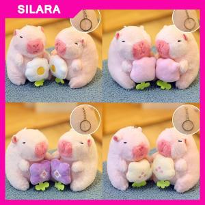 SILARA Capybara sang trọng búp bê phim hoạt hình Keychain Mặt dây chuyền mềm nhồi bông búp bê Ba lô mặt dây chuyền xe túi vòng chìa khóa trang trí Kid Quà Tặng Keychain