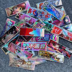 32PCS Binary Modification JDM Anime Beauty Laser Rainbow Stickers Motorcycle Car Bike Helmet Accessories Waterproof DIY Decals