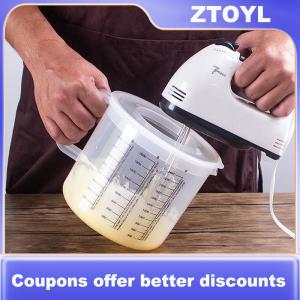 【ZTOYL】 1 cái 2.5L công suất lớn nướng cốc đo lường quy mô nhà bếp trộn bát với nắp nhựa trong suốt trộn Cup cho nhà công cụ
