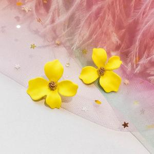 Korean Colorful Blooming Painting Ear-wearing Boho Floral Stud Earrings Daisy Petal Flower Stud Earring