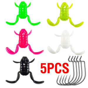 5PC Swimbait Floating Lure 5/10g Frog Scooper Frog Bionic Kicking Frog Bait Silicone Swimbait Snakehead Bass Lure Rubber Bait