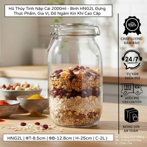 Set 3 Hũ Thủy Tinh Nắp Cài Inox Kín Hơi Cao Cấp - Bình Ngâm Rượu Đựng Thực Phẩm Cà Phê [500ml - 750ml - 1.5L]