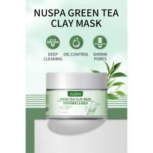 Nuspa Green Tea Clay Mask Deep Cleaning Shrink Pores With Vitamin E & Kaolin Cleansing Blackheads Remover