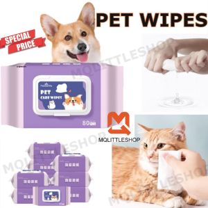 【MQLITTLESHOP】MeiShiYu Anti-Bacteria Pet Cleaning Wet Wipes for Dog & Cat (80pcs) Wet Tissues for Pets