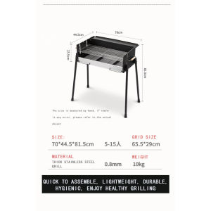 Portable Charcoal Grill with Stand | Stainless Steel Outdoor BBQ Griller for Camping Picnic & Garden | 4-6 People Capacity