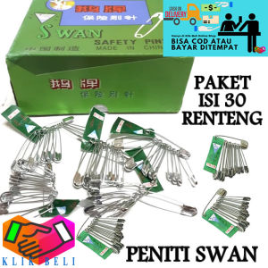 Klik-Beli (PAKET ISI 30 RENTENG) Peniti Swan Pin Baju Hijab Safety Pins Fashion Stainless Isi 12 Pcs