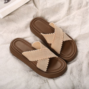 [Free Shipping] 2025 New Summer Ins Style Thick-Soled Platform Flip-Flops for Women Beach Non-Slip Cross-Strap Sandals for Women