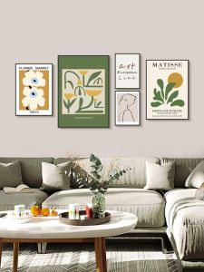 ชุด 5 ภาพกรอบรูปผสมผสานที่ทันสมัยและเรียบง่ายสไตล์นอร์ดิกภาพวาดตกแต่งรวมทั้งกรอบรูป40*60cm+50*70cm+60*80cm+30*40cm*2