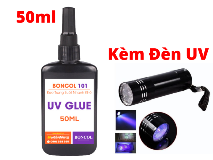 [HCM]Keo UV Cứng Dán Kính Dán Mica Trong Suốt Tặng Kèm Đèn UV
