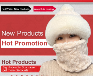 Hat and scarf in one with velvet and thick warm hat Scarf Caps Fleece Cap Neck Warmer