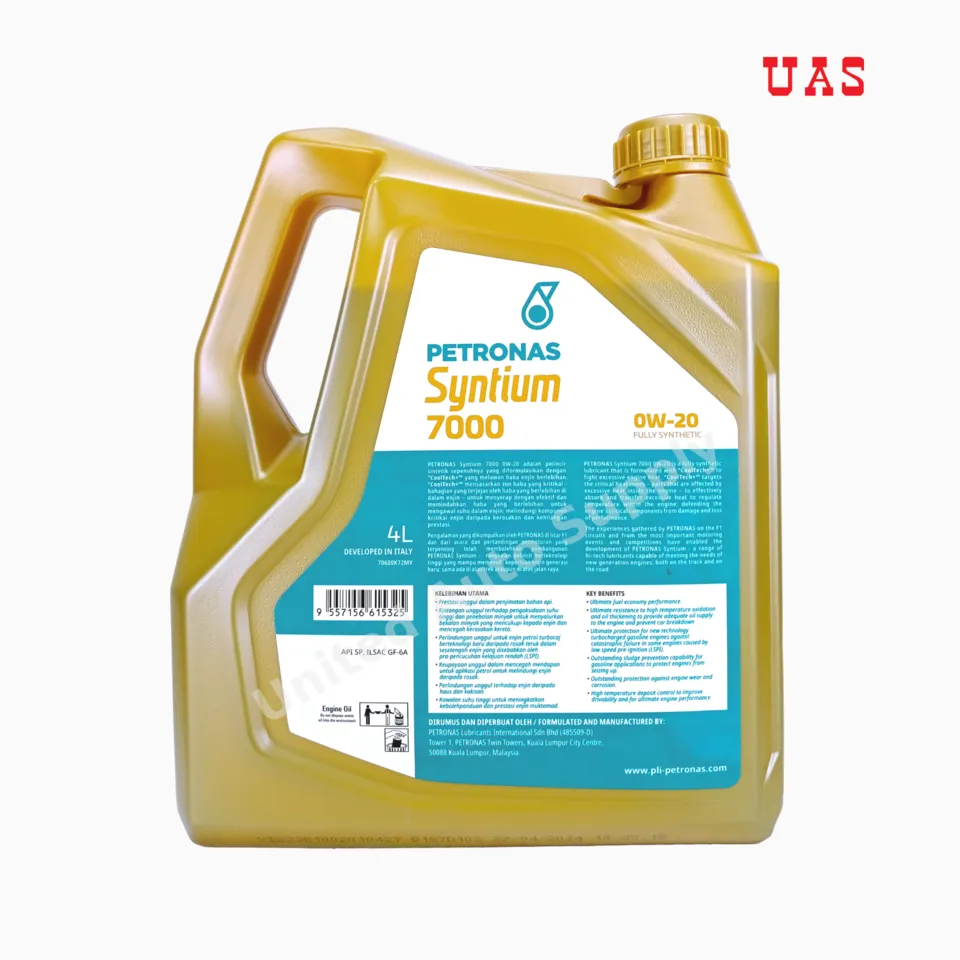 PETRONAS SYNTIUM 7000 0W20 Fully Synthetic Engine Oil 4 Litre Api