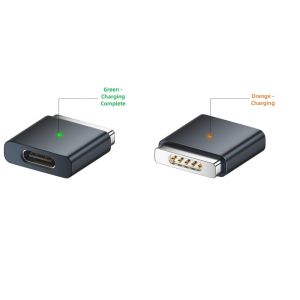 XIAHU PD 100W USB Type-C to Safe 2 Converter Indicator Light Quick Charge USB-C Cable Adapter Female to Female Aluminum Alloy ic Charging Adapter for MacBook Pro 15 inch A1398 A1424 MC976 ME294
