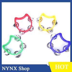 [NYNX] Hand Held Tambourine Metal Bell Plastic Percussion for KTV Party Kid Game Toy
