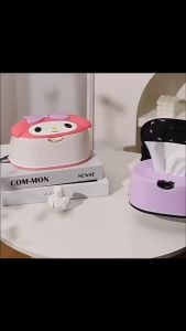 🎀 Cute Cartoon Tissue Box Kawaii Desktop Tissue Holder Large Capacity Flip Cover Home Office Car Tissue Case Gif