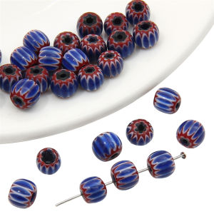 ลูกปัดแก้วฟักทองเนปาลขนาด6มม. 10ชิ้น/ถุงสำหรับสร้อยข้อมือสร้อยคอแบบทำมือทำเครื่องประดับต่างหู