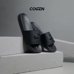 Cogen Sendal Slop Pria Sandal Slide Selop Phylon Sol Signage Collection - Full Black