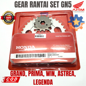 GEAR RANTAI SET HONDA GN5 MOTOR GRAND LEGENDA ASTREA PRIMA WIN KUALITAS ORISINIL ASLI AHM GER GIR
