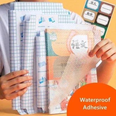 (10pc) Sampul Buku Bahan Plastik STIKER langsung tempel di buku ANTI AIR SELF ADHESIVE