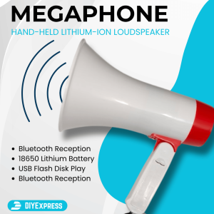 Portable Megaphone Bluetooth Speaker USB Playback Recording Siren Rechargeable Loudspeaker Handheld