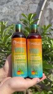 Combo Gội Xả Giữ Nếp Tóc Xoăn Xù Mielle Mango & Tulsi Botanical Blend 355ml - Cung cấp dưỡng ẩm cho tóc và da đầu giúp tóc trở nên mềm mại mượt mà và ngăn chặn tình trạng khô và rối Được thiết kế đặc biệt để bảo vệ màu tóc ng