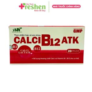 Calci B12 ATK hộp 20 ống bổ sung canxi và vitamin B1 B12 cho cơ thể.