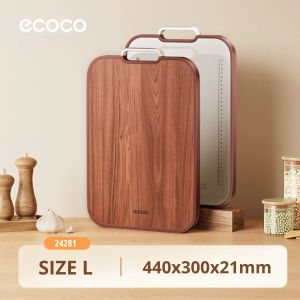 Thớt ECOCO 2 mặt gỗ mun và Inox 304 không hoen gỉ kháng khuẩn cao cấp Thớt dày 2cm kèm thước chuyên dụng cho nhà bếp