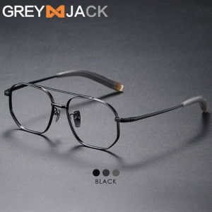 Grey Jack Frame Kacamata Bahan Titanium Ringan Model Kotak Aviator Keren Bisa Minus 7518