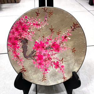 Dĩa Sơn Mài Cao Cấp Thanh Bình Lê – Họa Tiết Hoa Đào | Size 22–>45 cm | Siêu Đẹp – Tinh Xảo