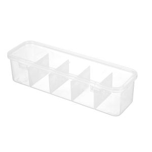 5 Grid Data Cable Storage Box Large-capacity Transparent Charger Cable Cord Organizer Sock Storage Box
