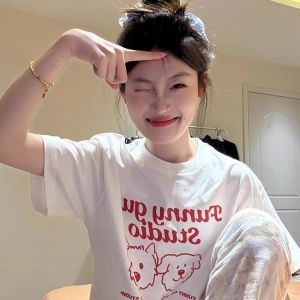 Áo thun nữ in chữ áo thun cotton tay ngắn áo mùa hè mới rộng rãi cho nữ