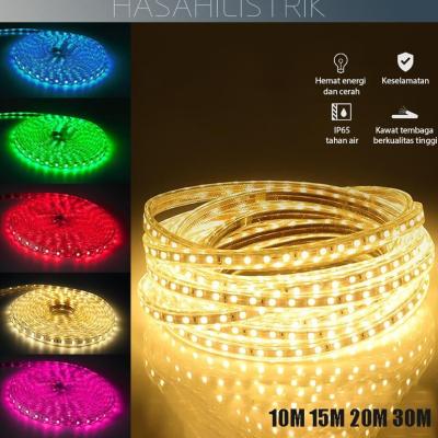 PAKET 10 15 20 30 METER GRATIS 1 SOKET (SOKET SUDAH TERPASANG) / LAMPU LED STRIP 5050 AC220V WATERPR