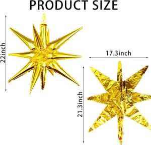 Explosion Balloons 22inch Starburst Foil Balloon Birthday Decorations for Christmas Birthday Wedding Party No Assembly Required