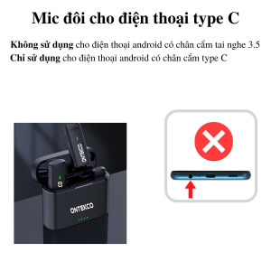 Bộ 02 Micro thu âm micro không dây chính hãng ONTEKCO cài áo dùng với điện thoại khử tiếng ồn