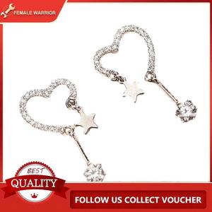 Female Warrior ต่างหูแฟชั่นรูปหัวใจดาวสำหรับผู้หญิง1คู่สไตล์ยุโรปและอเมริกันต่างหูประดับพู่ห้อยสำหรับงานเลี้ยงของขวัญเครื่องประดับ